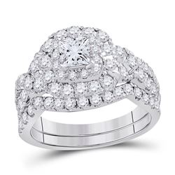 1.97 CTW Princess Diamond Bridal Engagement Ring 14KT White Gold - REF-277M3H