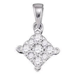 0.26 CTW Diamond Square Cluster Pendant 10KT White Gold - REF-22M4H