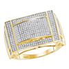 Image 1 : 0.76 CTW Mens Pave-set Diamond Convex Dome Ring 10KT Yellow Gold - REF-87F2N