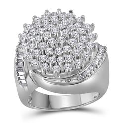 2.03 CTW Diamond Cluster Ring 10KT White Gold - REF-108F8N