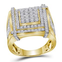 2.7 CTW Mens Diamond Square Cluster Ring 10KT Yellow Gold - REF-179F9N