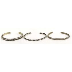 3 Native American Navajo Sterling Guard Bracelets