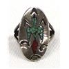 Image 1 : Vintage Navajo Sterling Chip Inlay Ring, Size 4.5