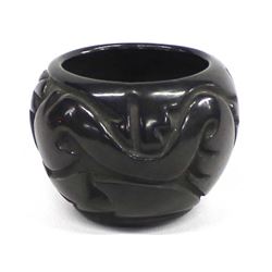 Santa Clara Deeply Carved Pottery Bowl, H. Shupla