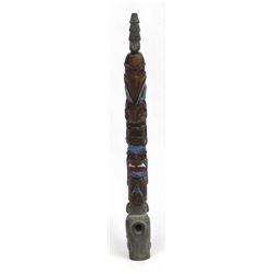 Northwest Coast Carved Stone and Wood Pipe