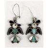 Image 1 : Vintage Zuni Sterling Inlay Thunderbird Earrings