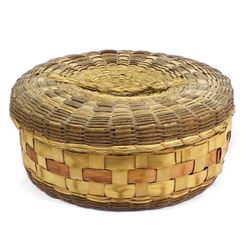 Native American Penobscot Lidded Basket