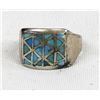 Image 1 : Vintage Zuni Sterling Inlay Turquoise Ring, Sz 11