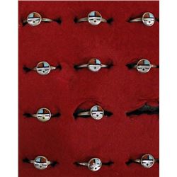 11 Zuni Sterling Inlay Sun Face Rings
