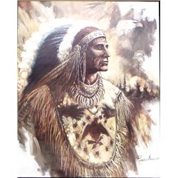 Large Framed Native American Chief Print, Manning