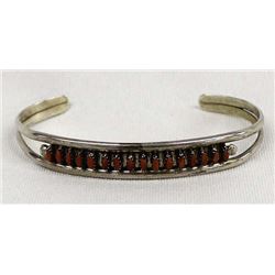 Zuni Sterling Needlepoint Coral Bracelet, Johnson