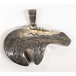 Large Navajo Sterling Holloware Bear Pendant