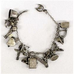 Vintage Sterling Silver Cowboy Charm Bracelet