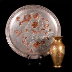 A Japanese mixed metal bowl and plate.