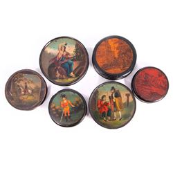 Six 19th century snuff boxes.
