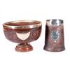Image 1 : A commemorative mug and a carved bowl.