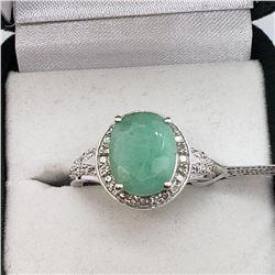 Silver Emerald White Topaz Ring (~Size 7) (~weight 6.4g), Suggested Retail Value $500