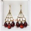 Image 1 : 18K Yellow Gold Garnet(6ct) Earrings (~weight 2.49g), Made in Canada, Insurance Value $2040 (Estimat