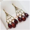 Image 2 : 18K Yellow Gold Garnet(6ct) Earrings (~weight 2.49g), Made in Canada, Insurance Value $2040 (Estimat