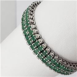 Silver Emerald(7.4ct) 7.5 Inch Bracelet (~weight 22.6g), Insurance Value $1937 (Estimated Selling Pr