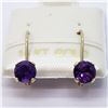 Image 1 : 14K Yellow Gold Amethyst(1ct) Leverback 0.8G Gold Weight Earrings (~weight 5.4g), Made in Canada, Su