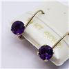 Image 2 : 14K Yellow Gold Amethyst(1ct) Leverback 0.8G Gold Weight Earrings (~weight 5.4g), Made in Canada, Su