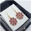Image 2 : Gold Plated Silver Ruby(6.5ct) Earrings (~weight 3.33g), Suggested Retail Value $160