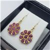 Image 3 : Gold Plated Silver Ruby(6.5ct) Earrings (~weight 3.33g), Suggested Retail Value $160