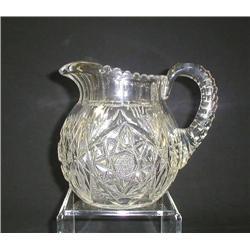 Cut Glass-7.25 water pitcher signed Libbey