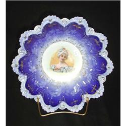 Portrait Bowl-10.5 cobalt 10-lobed with gold deco