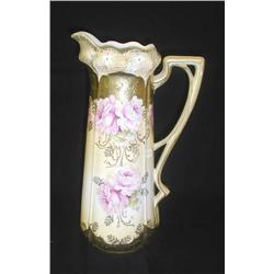 R.S. Prussia-13.25 stippled floral tankard with r