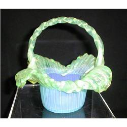 Art Glass-5 basket with blue base and vaseline qu