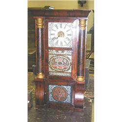 Clock-Rosewood grained case with reverse painted 