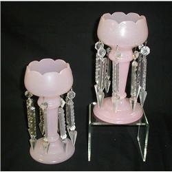 Lustres-9.25 pink clambroth pair with spear point