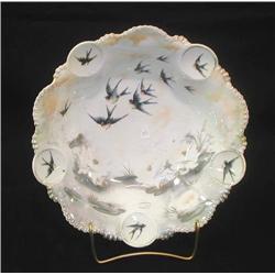 R.S. Prussia-11 medallion mold bowl with swallows