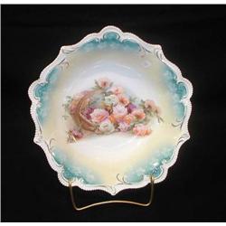 R.S. Prussia-10.75 scroll mold bowl with sitting 