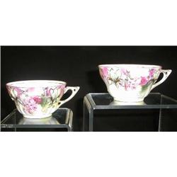 R.S. Prussia-(2) Iris mold coffee cups. Red mark.