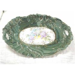 R.S. Prussia-Steeple mark 11 oval floral tray wit