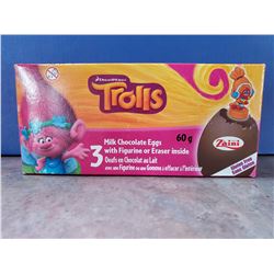 24 BOXES OF 3 PACK 'TROLL MOVIE' CHOCOLATE EGGS