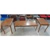 Image 1 : COFFEE TABLE AND TWO END TABLES (47" X 19" X 16.5" -- 27.5" X 17.5" X 22")
