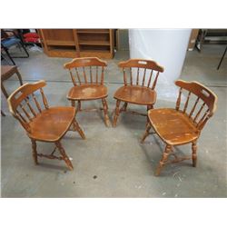 FOUR WOODEN KITCHEN CHAIRS (29.5" X 18" X 16")