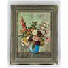 Image 1 : Antique Oil Canvas Still Flowers in Vase Signed