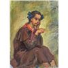 Image 1 : Russian Oil on Paper Portrait Signed Illegibly