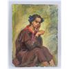 Image 2 : Russian Oil on Paper Portrait Signed Illegibly