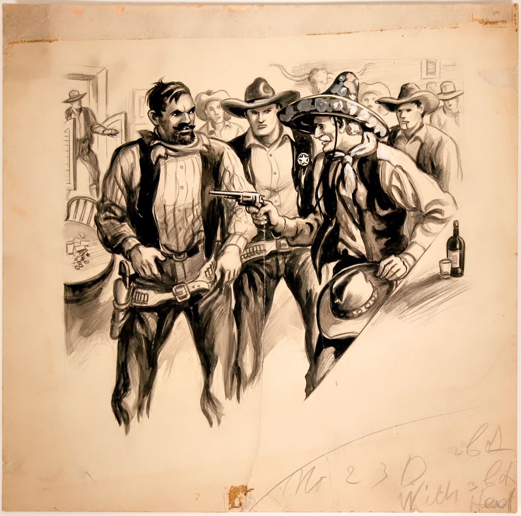Cowboy Drawing Gun on Man in Saloon 109850 Holabird Western