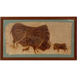 Vintage Folk Painting of Bison  #109861