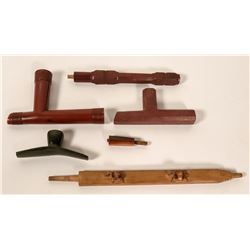 Three Catlinite pipes and Two Stems  #110458
