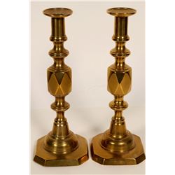 Queen of Diamond Brass Candlesticks  #109840