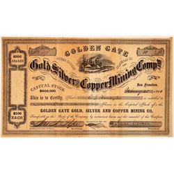 Golden Gate Gold, Silver & Copper Mining Co. Stock Certificate  #107739