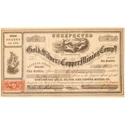 Unexpected Gold, Silver & Copper Mining Co. Stock Certificate  #100998